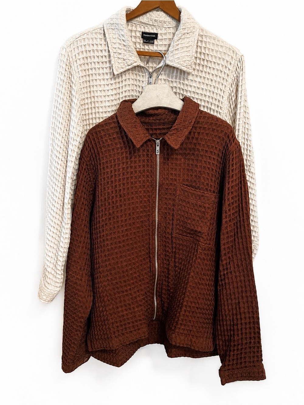 Standard Cloth Waffle Jacket Large Bundle 
SET OF TWO Brown & Cream Mens